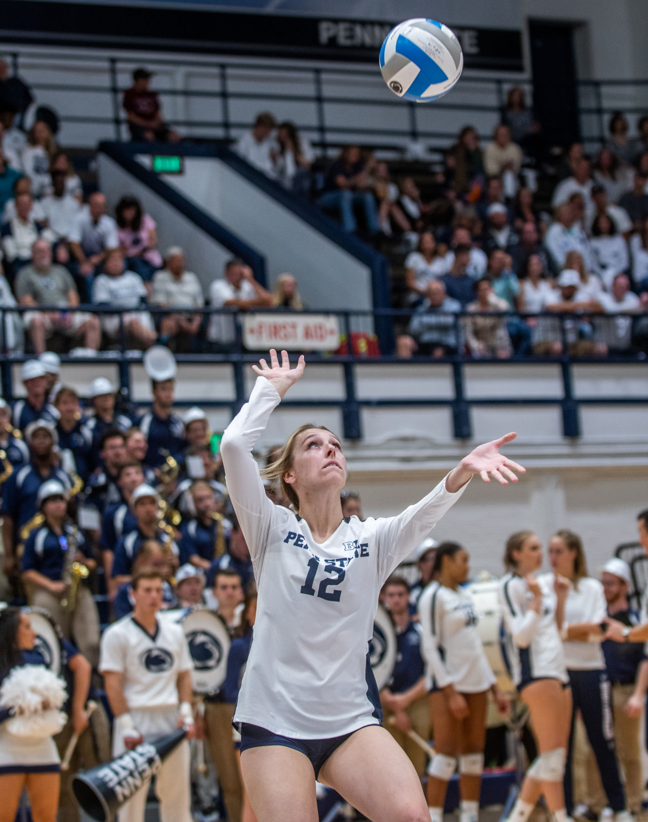Penn State women's volleyball vs Stanford, Keeton Holcomb (12) serves